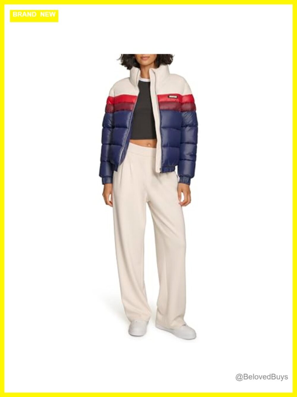 Womens Colorblock Diamond Quilted Corduroy Peacoat Jacket